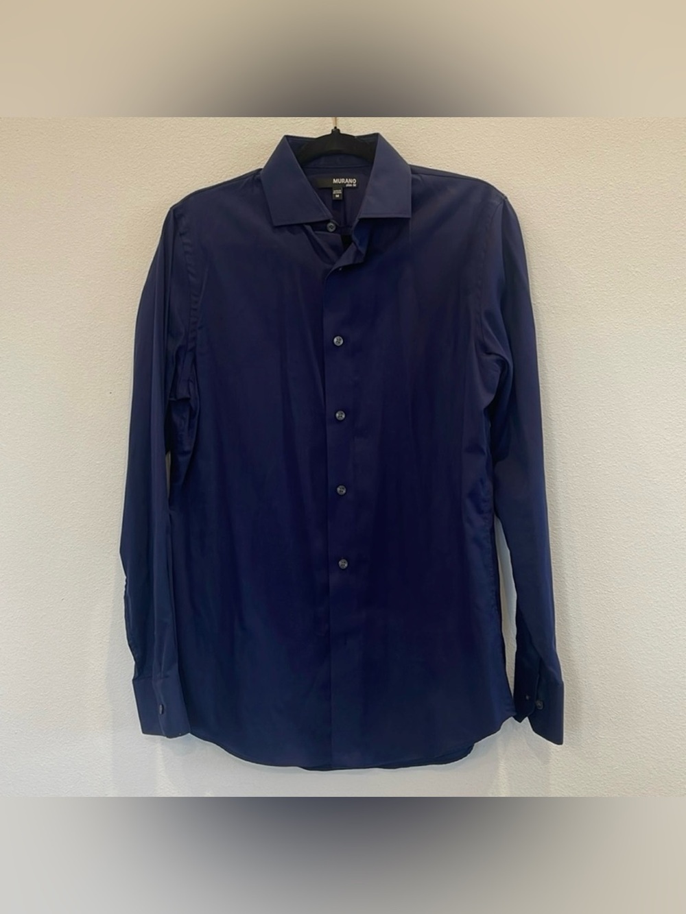 Murano Men's Dark Navy Dress Shirt - Button Front - Slim fit Size M